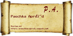 Paschka Apród névjegykártya